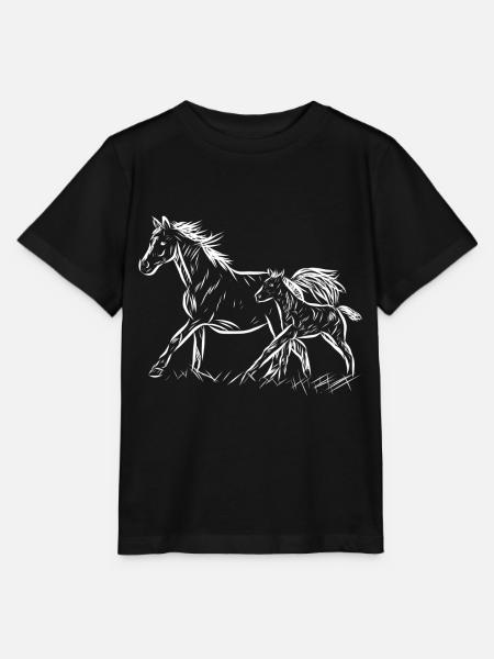 Stute und Fohlen - Stanley/Stella Kinder T-Shirt MINI CREATOR  - Schwarz
