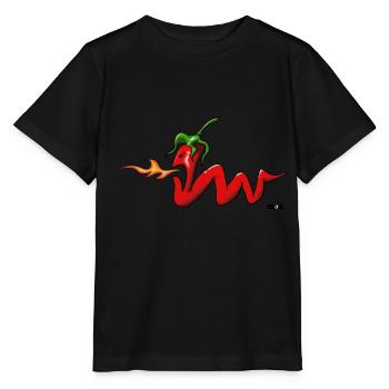 Chili Pepperoni scharf hot Comic Cartoon Gaming - Stanley/Stella Kinder T-Shirt MINI CREATOR  - Schwarz - Vorne - Mikhail (115cm)
