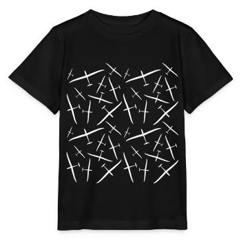 alloverprint Segelflugzeug Segelflieger gleiten - Stanley/Stella Kinder T-Shirt MINI CREATOR  - Schwarz - Vorne - Mikhail (115cm)
