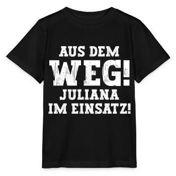 Juliana Lustiger Spruch Vorname Name Juliana - Stanley/Stella Kinder T-Shirt MINI CREATOR  - Schwarz - Vorne - Mikhail (115cm)