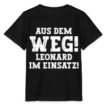 Leonard Lustiger Spruch Vorname Name Leonard - Stanley/Stella Kinder T-Shirt MINI CREATOR  - Schwarz - Vorne - Mikhail (115cm)