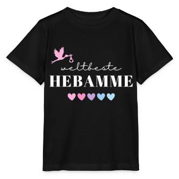 Weltbeste Hebamme / Beste Hebamme / Midwife - Stanley/Stella Kinder T-Shirt MINI CREATOR  - Schwarz - Vorne - Mikhail (115cm)