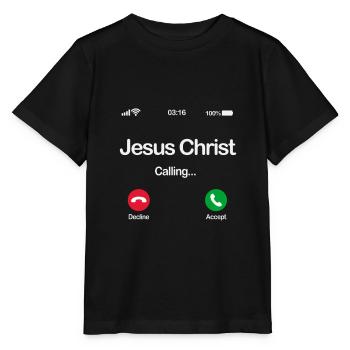 Jesus ruft - Akzeptiert Jesus in eurem Leben - Stanley/Stella Kinder T-Shirt MINI CREATOR  - Schwarz - Vorne - Mikhail (115cm)