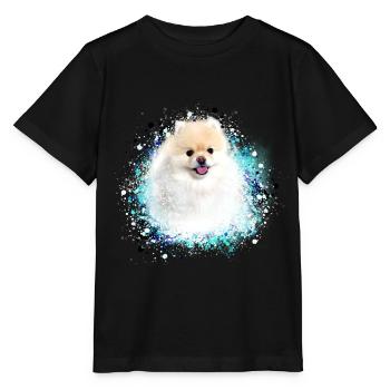 pomerian, spitz ,malteser,hund, Graffiti ,Malerei - Stanley/Stella Kinder T-Shirt MINI CREATOR  - Schwarz - Vorne - Mikhail (115cm)