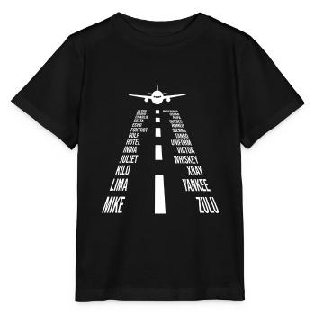 Phonetic Alphabet Aircraft Pilot Airplane Aviator - T-shirt bio MINI CREATOR Stanley/Stella Enfant - noir - Devant - Mikhail (115cm)