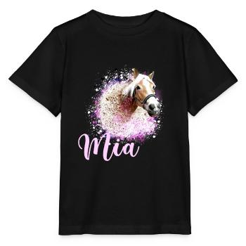 cheval, haflinger, graffiti, peinture, chevaux, mia - T-shirt bio MINI CREATOR Stanley/Stella Enfant - noir - Devant - Mikhail (115cm)