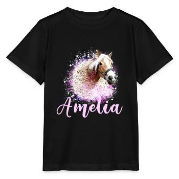 cheval, haflinger, graffiti, peinture, chevaux, amelia - T-shirt bio MINI CREATOR Stanley/Stella Enfant - noir - Devant - Mikhail (115cm)