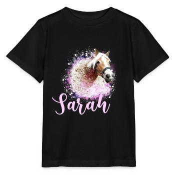 cheval, haflinger, graffiti, peinture, chevaux, sarah - T-shirt bio MINI CREATOR Stanley/Stella Enfant - noir - Devant - Mikhail (115cm)
