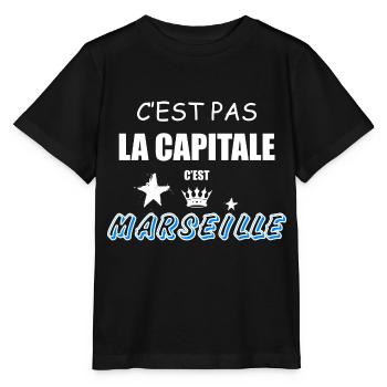 C'est Pas La Capitale C'est Marseille - T-shirt bio MINI CREATOR Stanley/Stella Enfant - noir - Devant - Mikhail (115cm)