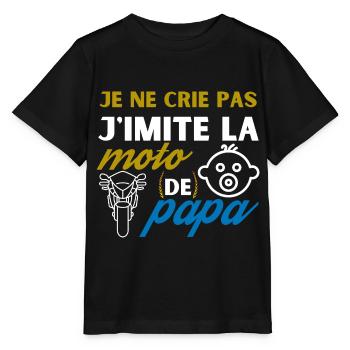 je ne crie pas j'imite la moto de papa - T-shirt bio MINI CREATOR Stanley/Stella Enfant - noir - Devant - Mikhail (115cm)