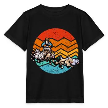 Schlittenhunde und Schlitten fahren - Stanley/Stella Kinder T-Shirt MINI CREATOR  - Schwarz - Vorne - Mikhail (115cm)