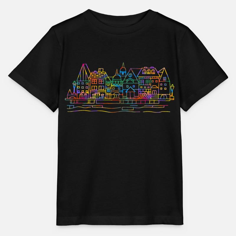 Colorful houses - Stanley/Stella MINI CREATOR Kids’ T-Shirt - black
