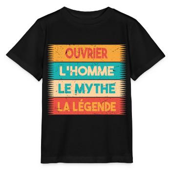 Ouvrier, L'homme, Le mythe, cadeau ouvrier. - T-shirt bio MINI CREATOR Stanley/Stella Enfant - noir - Devant - Mikhail (115cm)