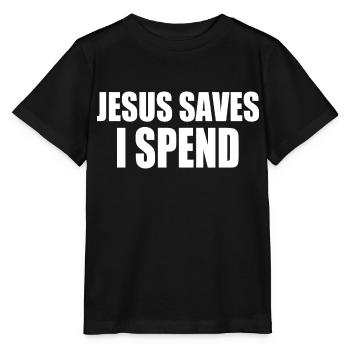 jesus saves i spend - Stanley/Stella Kinder T-Shirt MINI CREATOR  - Schwarz - Vorne - Mikhail (115cm)