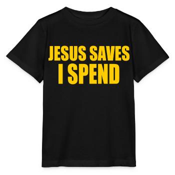 jesus saves i spend - Stanley/Stella Kinder T-Shirt MINI CREATOR  - Schwarz - Vorne - Mikhail (115cm)