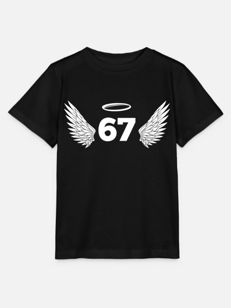 Numéro 67 ange - 67e anniversaire ailes - Stanley/Stella T-shirt MINI CREATOR til børn - sort