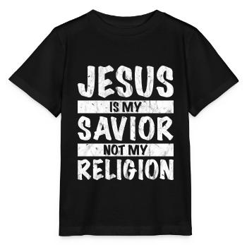 Jésus est mon sauveur et non ma religion - T-shirt bio MINI CREATOR Stanley/Stella Enfant - noir - Devant - Mikhail (115cm)