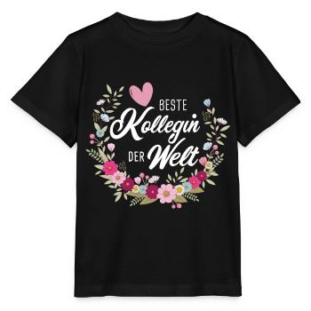Beste Kollegin der Welt tolle Kollegen Blumen Herz - Stanley/Stella Kinder T-Shirt MINI CREATOR  - Schwarz - Vorne - Mikhail (115cm)