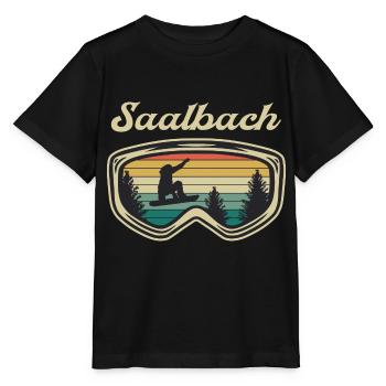 Saalbach Hinterglemm Skiurlaub Skipiste - Stanley/Stella Kinder T-Shirt MINI CREATOR  - Schwarz - Vorne - Mikhail (115cm)
