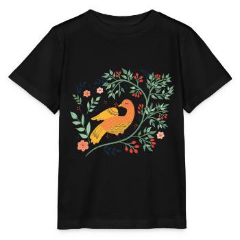 Vogel Volkskunst Vogel - Stanley/Stella Kinder T-Shirt MINI CREATOR  - Schwarz - Vorne - Mikhail (115cm)