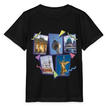 Berlin Allemagne City Skyline Collage - T-shirt bio MINI CREATOR Stanley/Stella Enfant - noir - Devant - Mikhail (115cm)
