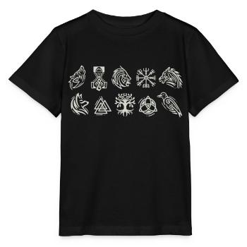 Viking symbol Nordic signs Celts Vegvisir - Stanley/Stella MINI CREATOR Kids’ T-Shirt - black - Front - Mikhail (115cm)