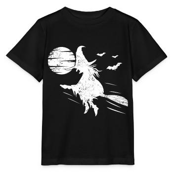Hexe Hexenbesen Halloween Vollmond - Stanley/Stella Kinder T-Shirt MINI CREATOR  - Schwarz - Vorne - Mikhail (115cm)