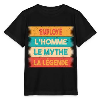Employé, L'homme, Le mythe, cadeau employé. - T-shirt bio MINI CREATOR Stanley/Stella Enfant - noir - Devant - Mikhail (115cm)