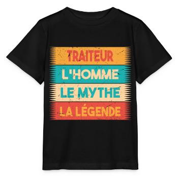 Traiteur, L'homme, Le mythe, cadeau traiteur. - T-shirt bio MINI CREATOR Stanley/Stella Enfant - noir - Devant - Mikhail (115cm)