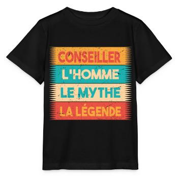 Conseiller, L'homme, Le mythe, cadeau conseiller. - T-shirt bio MINI CREATOR Stanley/Stella Enfant - noir - Devant - Mikhail (115cm)