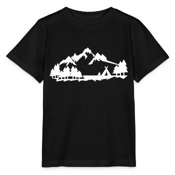 Camping im Wald in den Bergen -Silhouette isolier - Stanley/Stella Kinder T-Shirt MINI CREATOR  - Schwarz - Vorne - Mikhail (115cm)