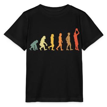 Basketball evolution vintage retro - Stanley/Stella Kinder T-Shirt MINI CREATOR  - Schwarz - Vorne - Mikhail (115cm)