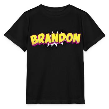 Brandon benutzerdefinierter Name Comic-Stil Pop-Art, - Stanley/Stella Kinder T-Shirt MINI CREATOR  - Schwarz - Vorne - Mikhail (115cm)