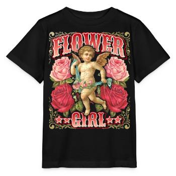 Angel putto with vintage roses, nostalgia scrapbook - Stanley/Stella MINI CREATOR Kids’ T-Shirt - black - Front - Mikhail (115cm)