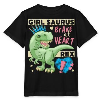 Fille dinosaure, fille dinosaure, drôle de dinosaure - T-shirt bio MINI CREATOR Stanley/Stella Enfant - noir - Devant - Mikhail (115cm)