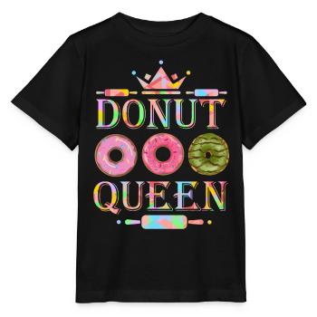 Donuts, baking donuts, donut queen funny saying - Stanley/Stella MINI CREATOR Kids’ T-Shirt - black - Front - Mikhail (115cm)