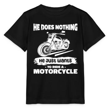 Il ne fait rien, il veut juste conduire une moto - T-shirt bio MINI CREATOR Stanley/Stella Enfant - noir - Devant - Mikhail (115cm)