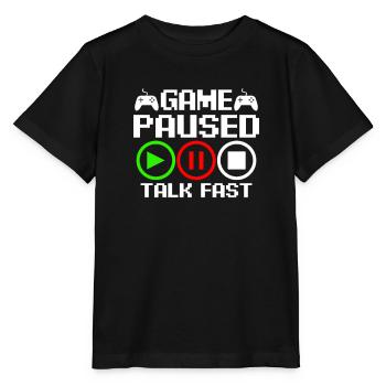 Game paused – talk fast - Stanley/Stella MINI CREATOR Kids’ T-Shirt - black - Front - Mikhail (115cm)
