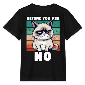 Grump Cat - Avant que vous ne demandiez non - Dicton cynique - T-shirt bio MINI CREATOR Stanley/Stella Enfant - noir - Devant - Mikhail (115cm)