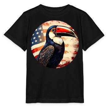 Tukan amerika Flagge - Stanley/Stella Kinder T-Shirt MINI CREATOR  - Schwarz - Vorne - Mikhail (115cm)
