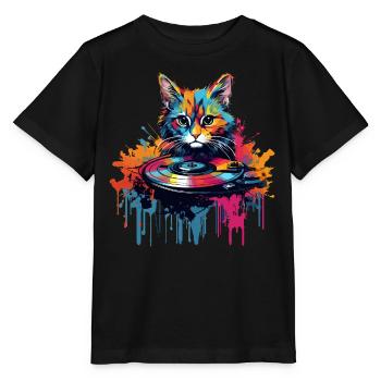 Vinyle coloré Cat Vinyl Record Turntable - T-shirt bio MINI CREATOR Stanley/Stella Enfant - noir - Devant - Mikhail (115cm)