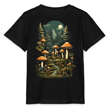 Magic mushroom night a retro mushroom picker design - Stanley/Stella MINI CREATOR Kids’ T-Shirt - black - Front - Mikhail (115cm)