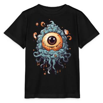 Œil avec tentacules : le point culminant de l’horreur d’Halloween - T-shirt bio MINI CREATOR Stanley/Stella Enfant - noir - Devant - Mikhail (115cm)