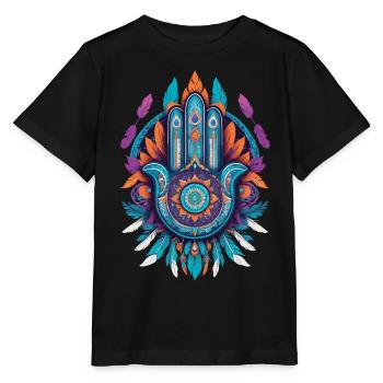 Hamsa Main Mandala Bohème Chic - T-shirt bio MINI CREATOR Stanley/Stella Enfant - noir - Devant - Mikhail (115cm)