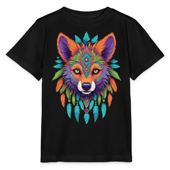 Chacal Mandala Art ésotérique - T-shirt bio MINI CREATOR Stanley/Stella Enfant - noir - Devant - Mikhail (115cm)