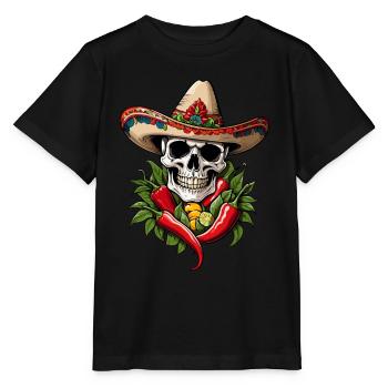 Crâne Chili Style Esthétique Mexicain - T-shirt bio MINI CREATOR Stanley/Stella Enfant - noir - Devant - Mikhail (115cm)