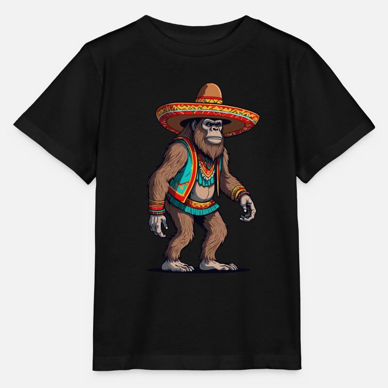 Sasquatch Bigfoot mexicain avec sombrero - T-shirt bio MINI CREATOR Stanley/Stella Enfant - noir