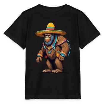 Mexican Bigfoot Sasquatch Sombrero - Stanley/Stella MINI CREATOR Kids’ T-Shirt - black - Front - Mikhail (115cm)