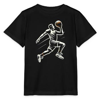 Dynamischer Basketballspieler - Stanley/Stella Kinder T-Shirt MINI CREATOR  - Schwarz - Vorne - Mikhail (115cm)