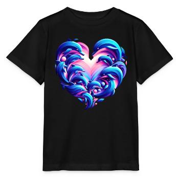 Delfin Liebesherz Fusion - Stanley/Stella Kinder T-Shirt MINI CREATOR  - Schwarz - Vorne - Mikhail (115cm)